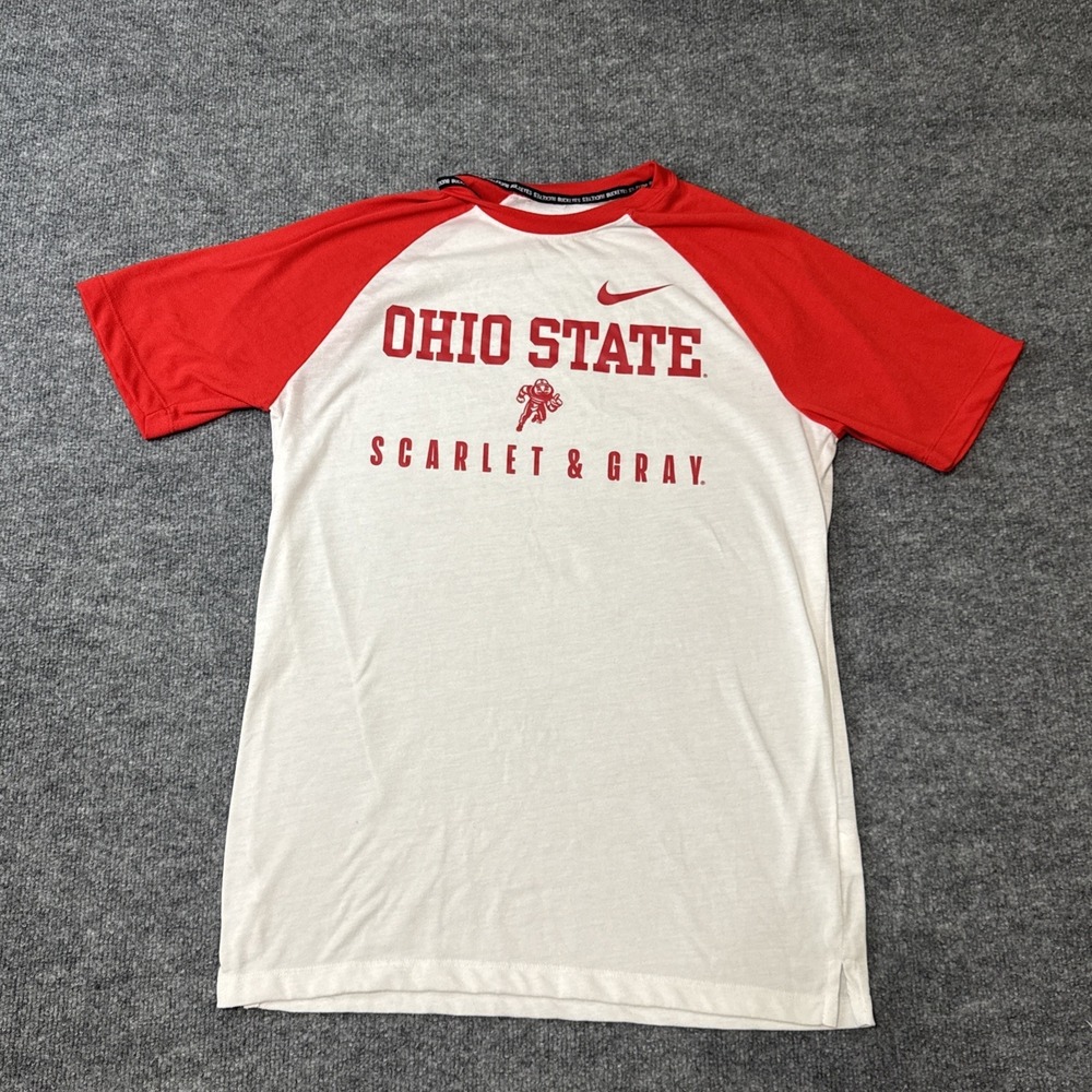 Ohio State Buckeyes Shirt Mens M White Red Nike Dri-Fit Football College NCAA